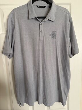 Travis Mathew Light Gray Polo with Chest and back logo